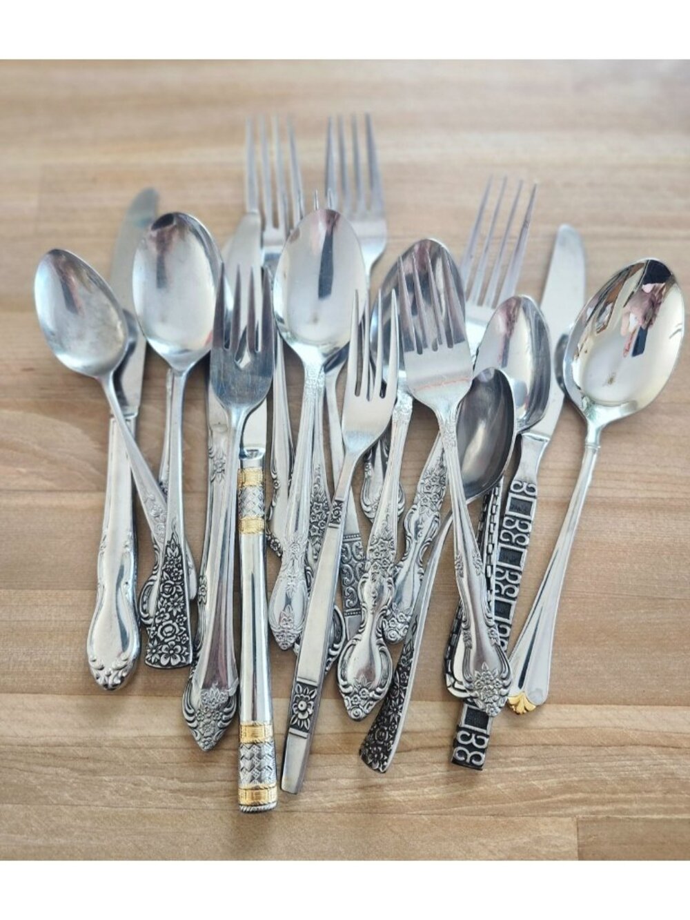 Sets of Mismatched Flatware 20 pcs- Service for 4- Eclectic Boho Stainless Steel